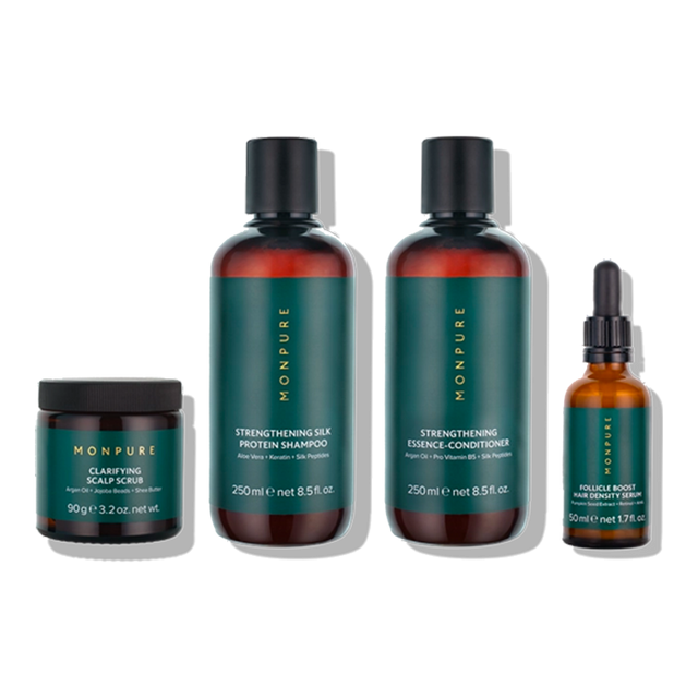 Great Lengths Regime - full set of Monpure hair care products on transparent background