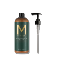 Monpure scalp mask bottle with pump on a white background